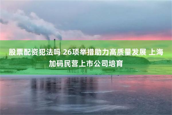 股票配资犯法吗 26项举措助力高质量发展 上海加码民营上市公司培育