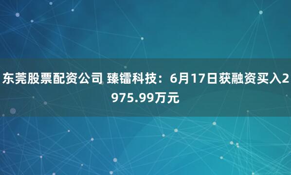 东莞股票配资公司 臻镭科技：6月17日获融资买入2975.99万元