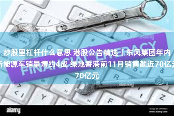 炒股里杠杆什么意思 港股公告精选｜东风集团年内新能源车销量增约4成 绿地香港前11月销售额近70亿元