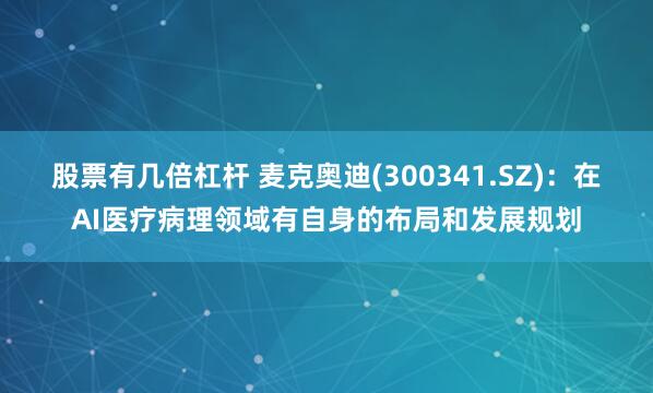 股票有几倍杠杆 麦克奥迪(300341.SZ)：在AI医疗病理领域有自身的布局和发展规划