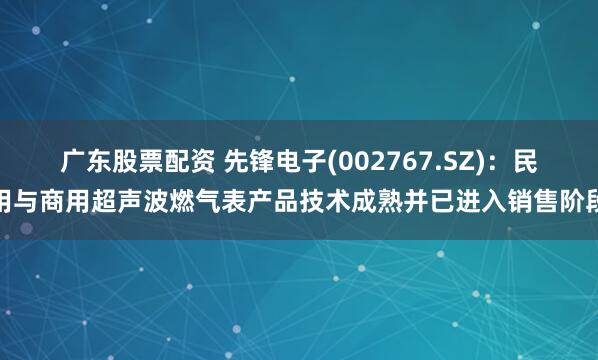 广东股票配资 先锋电子(002767.SZ):民用与商用超声波燃气表产品技术成熟并已进入销售阶段
