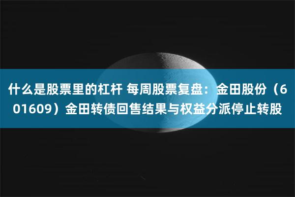 什么是股票里的杠杆 每周股票复盘：金田股份（601609）金田转债回售结果与权益分派停止转股