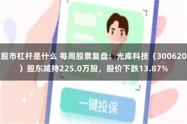 股市杠杆是什么 每周股票复盘：光库科技（300620）股东减持225.0万股，股价下跌13.87%