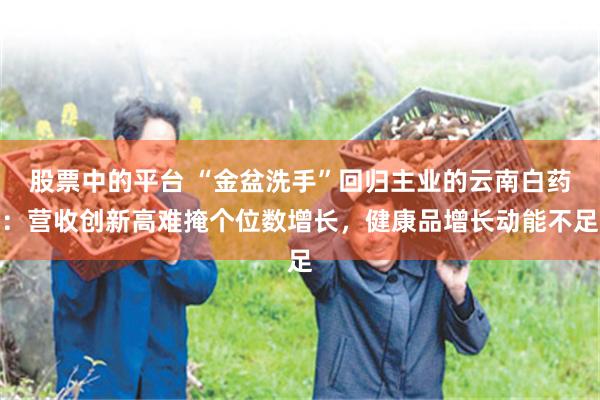 股票中的平台 “金盆洗手”回归主业的云南白药：营收创新高难掩个位数增长，健康品增长动能不足