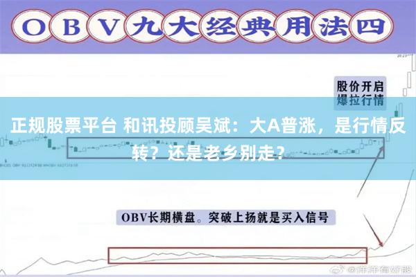 正规股票平台 和讯投顾吴斌：大A普涨，是行情反转？还是老乡别走？