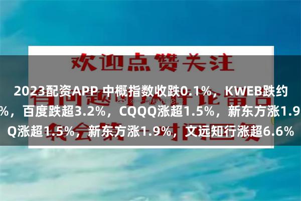 2023配资APP 中概指数收跌0.1%,KWEB跌约0.2%,金山云跌超6.3%,百度跌超3.2%,CQQQ涨超1.5%,新东方涨1.9%,文远知行涨超6.6%