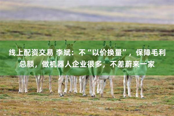 线上配资交易 李斌：不“以价换量”，保障毛利总额，做机器人企业很多，不差蔚来一家