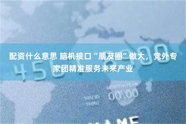 配资什么意思 脑机接口“朋友圈”做大，党外专家团精准服务未来产业